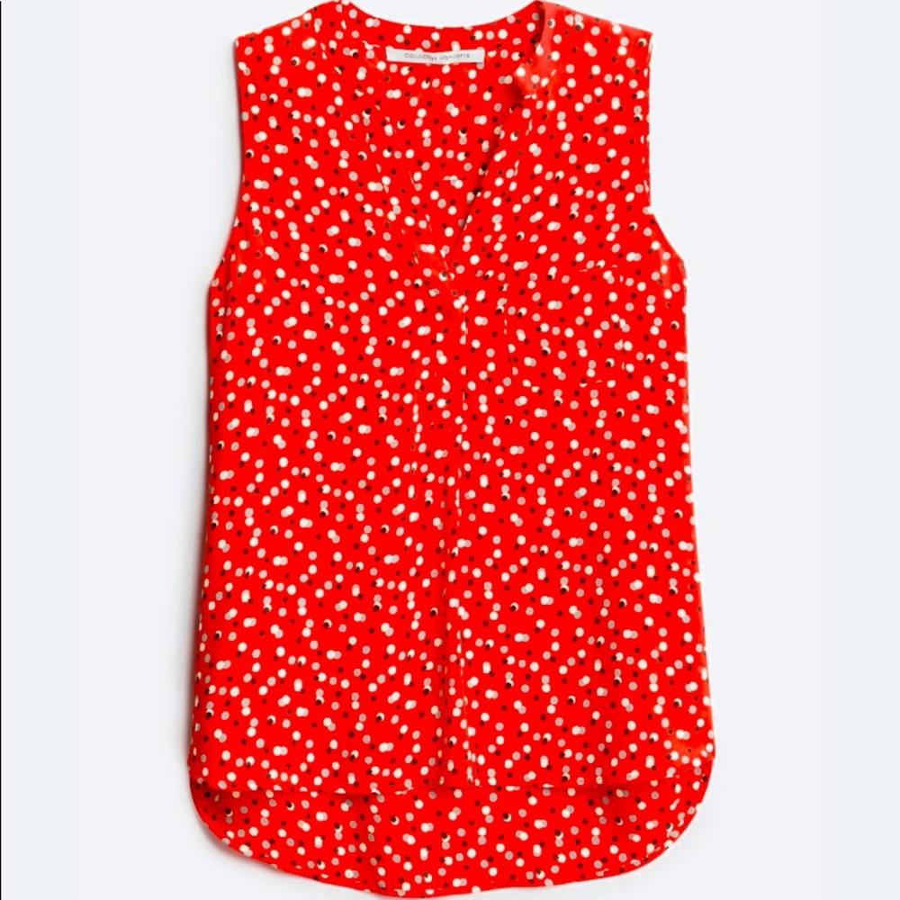 Stitch Fix Collective Concepts xs Womens Izzati split neck blouse red polka dot